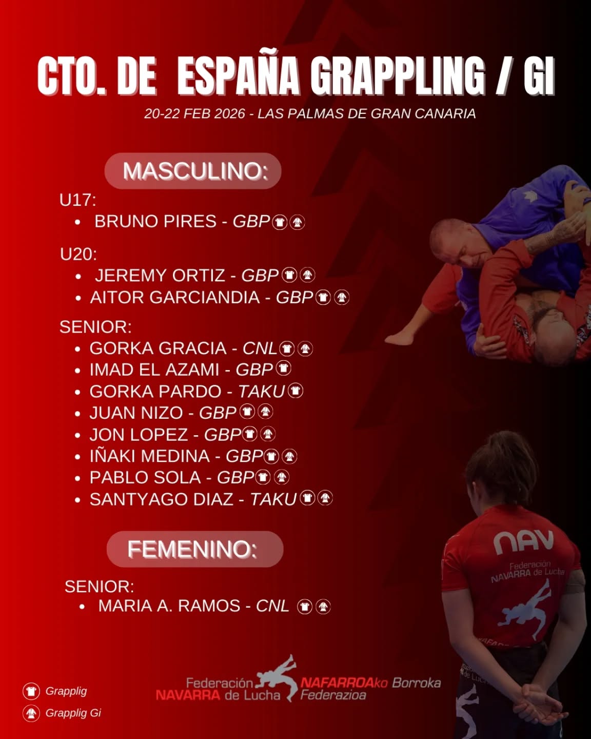 Doce deportistas participan estos d&iacute;as en el Campeonato de Espa&ntilde;a Grappling & Grappling Gi